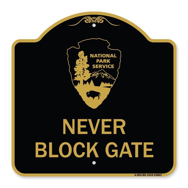 Signmission National Park Service-Permit Parking Only, Black & Gold Aluminum Sign, 18" x 18", BG-1818-23863 A-DES-BG-1818-23863